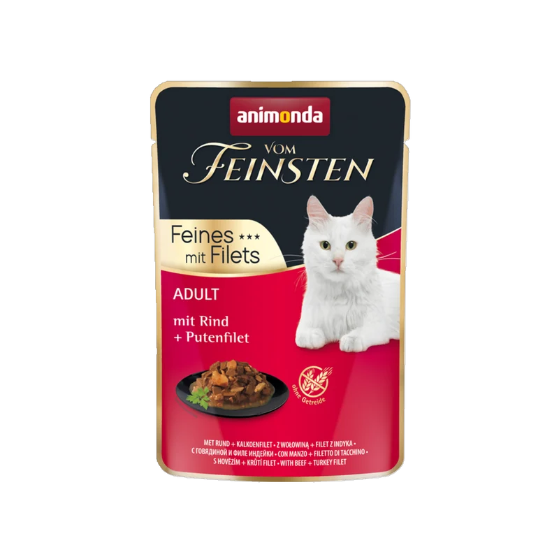 De Hun’nenhoff | Vom Feinsten Adult Feines mit Filets – Rind & Putenfilet – Delikates Katzenfutter für Genießer