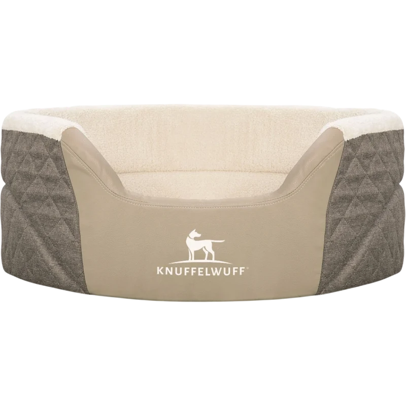 Knuffelwuff Orthopädisches Hundebett Lena aus Velours und Kunstleder mit hohem Schaumstoffrand