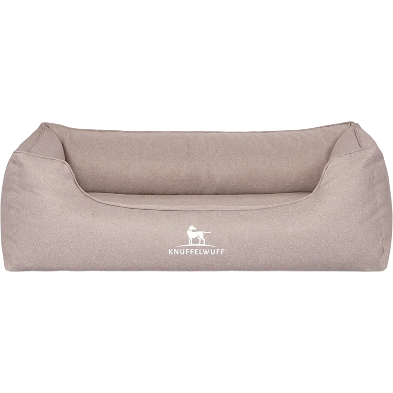 Knuffelwuff Orthopädisches Hundebett Luisa aus Velours mit feinem Handwebcharakter – Sunshine Edition