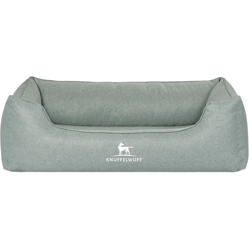 Knuffelwuff Orthopädisches Hundebett Luisa aus Velours mit feinem Handwebcharakter – Sunshine Edition