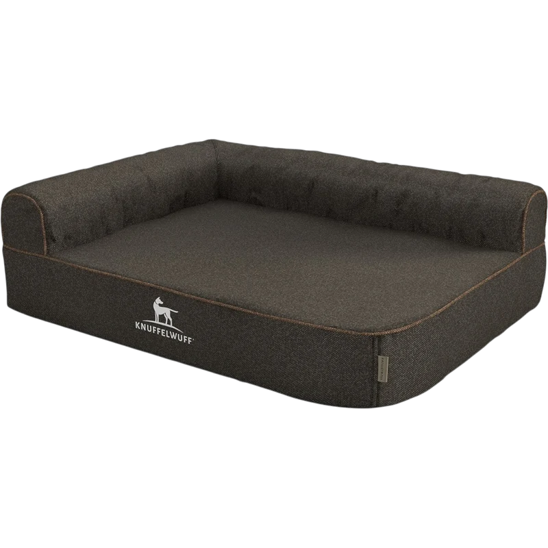 Knuffelwuff Orthopädisches Eck-Hundebett Marlie aus Velours mit Handwebcharakter links