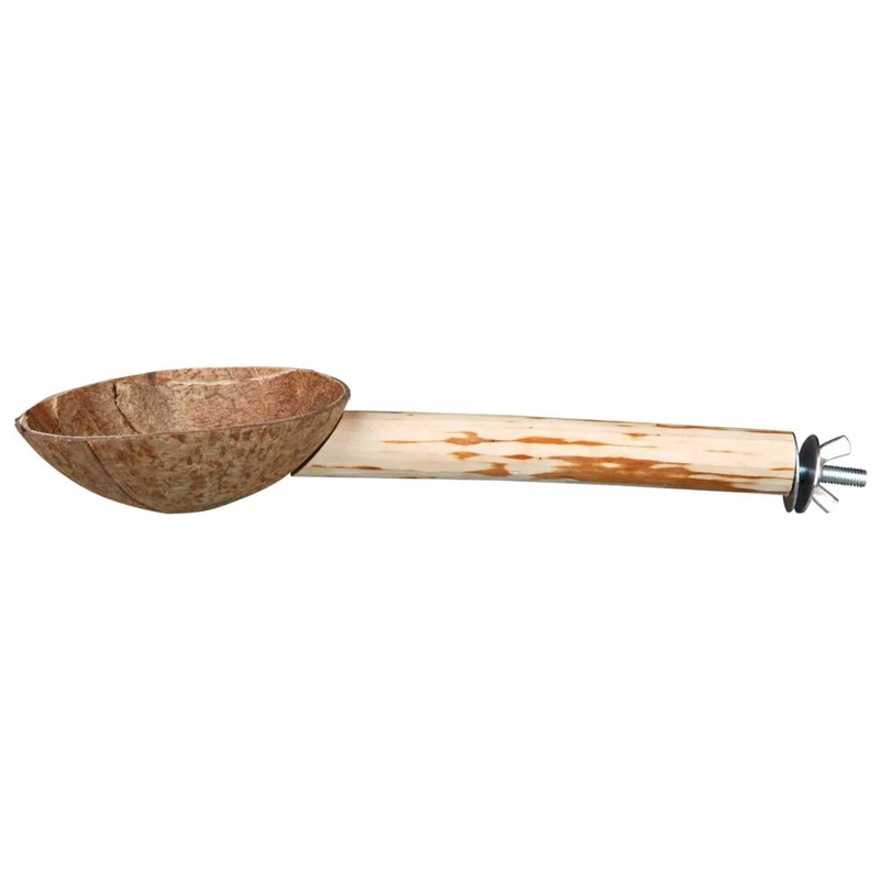 Sitzstange mit Futternapf, Kokosnuss/Holz