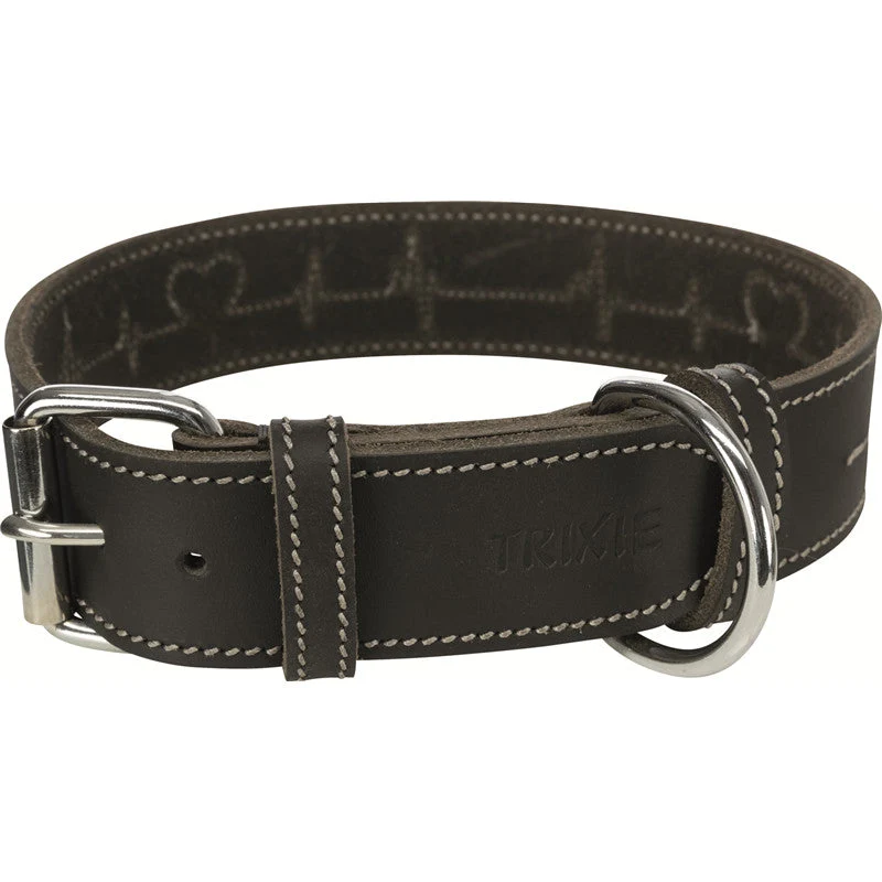 Rustic Fettleder-Halsband Heartbeat