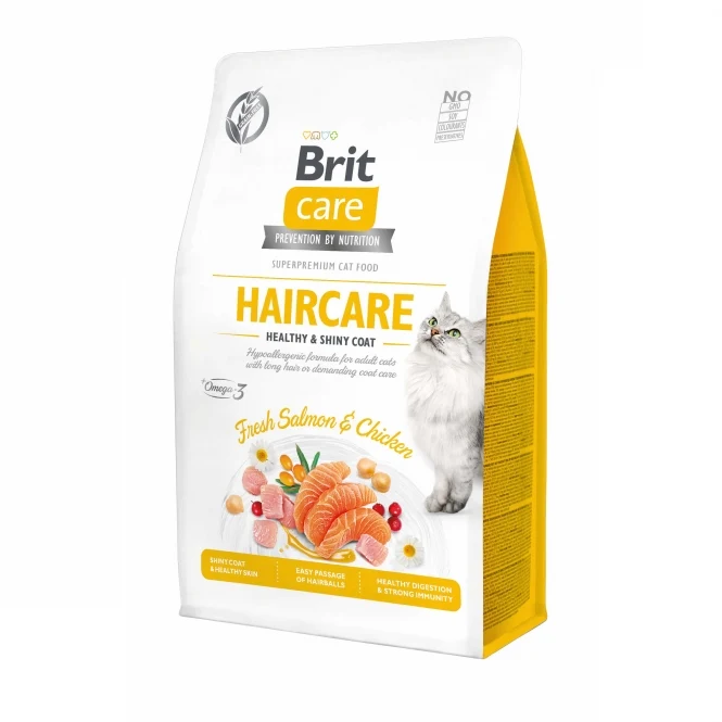Brit Care Cat - Für ein glänzendes Fell & gesunde Haut - mit frischem Lachs & Huhn