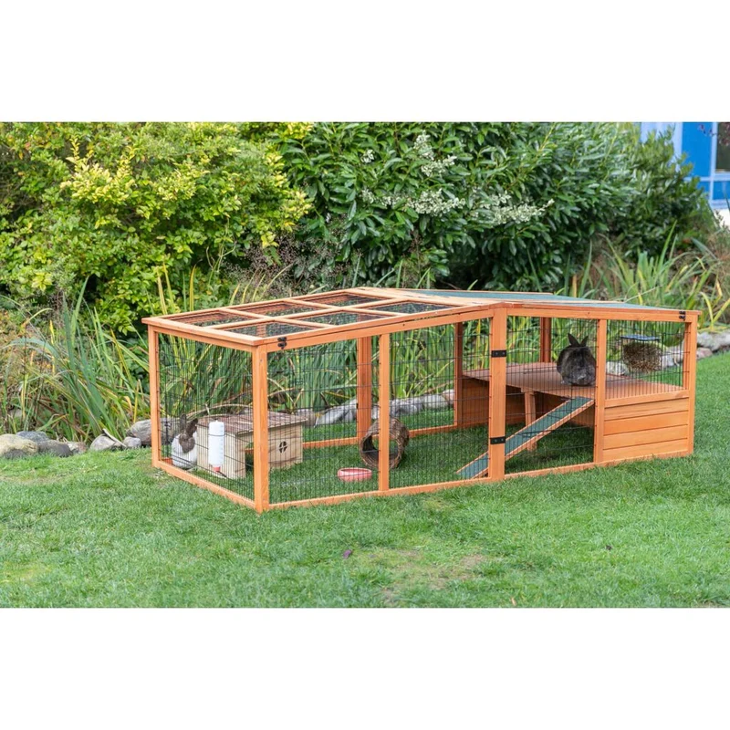 natura Freilaufgehege XL m. Abdeckung, Holz