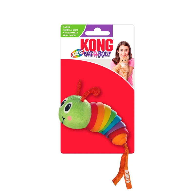 Katzenspielzeug KONG® Bat-A-Bout Clackz Raupe