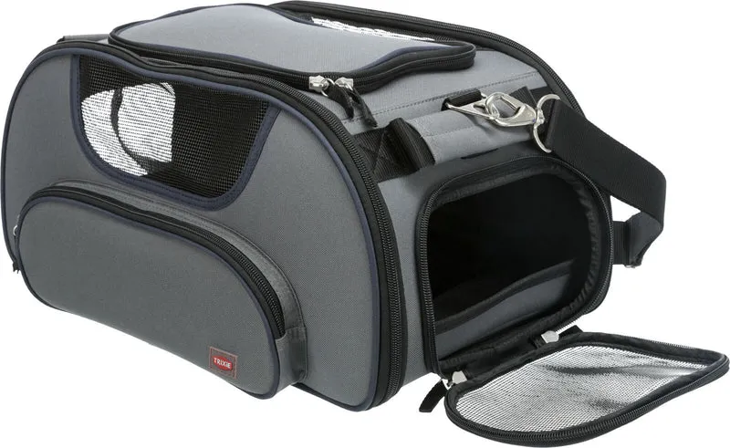 Graue Flugzeugtasche Wings für Hunde und Katzen mit Traglast bis zu 20 kg und Trolley-Schlaufe