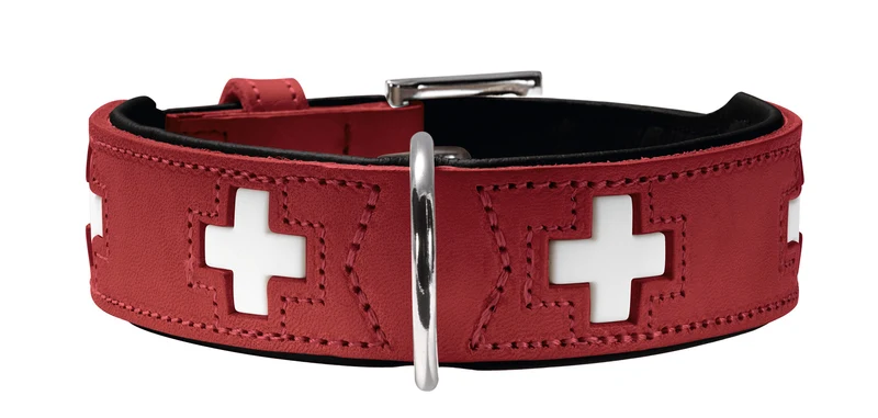SWISS Set Halsband & Leine | rot/schwarz