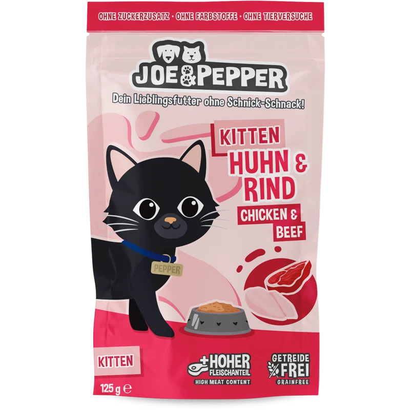 Joe & Pepper Cat - Frischebeutel Kitten Huhn & Rind