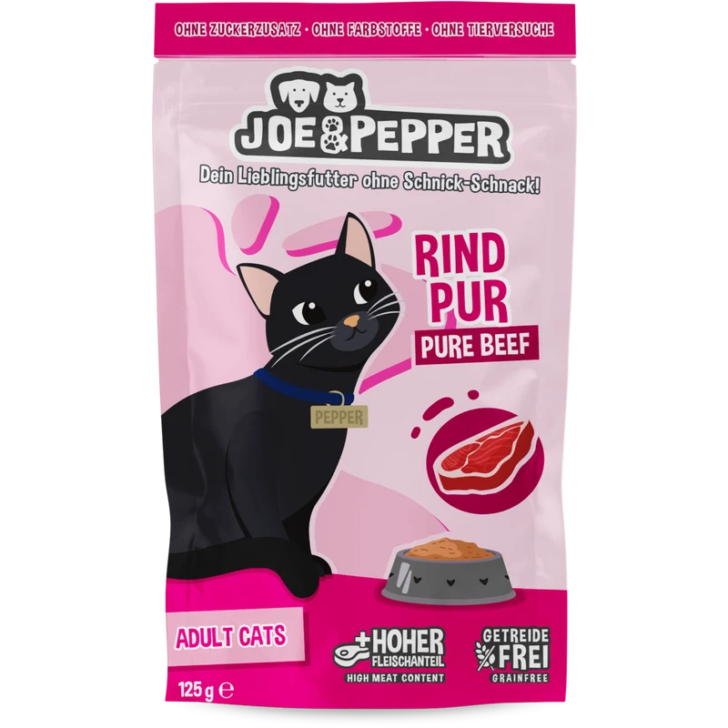 Joe & Pepper Cat - Frischebeutel Rind pur