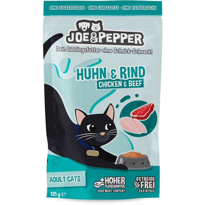 Joe & Pepper Cat - Frischebeutel Huhn & Rind