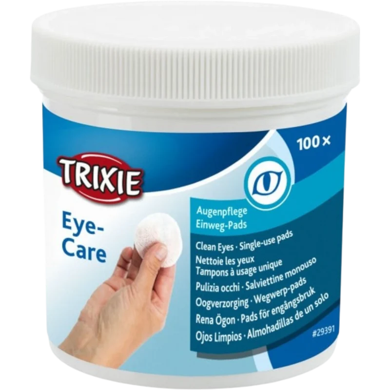 Trixie Augenpflege Einweg-Pads - 100 Stück - Pflegende Reinigungslotion für Haustiere – Sanfte Pflege mit Aloe Vera & Provitamin B5