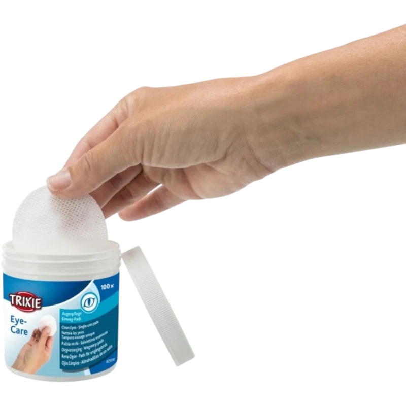 Trixie Augenpflege Einweg-Pads - 100 Stück - Pflegende Reinigungslotion für Haustiere – Sanfte Pflege mit Aloe Vera & Provitamin B5