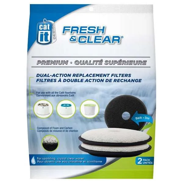 CATIT Premium-Ersatzfilter für Fresh & Clear Trinkbrunnen (2er Set) – Für frisches, sauberes Trinkwasser