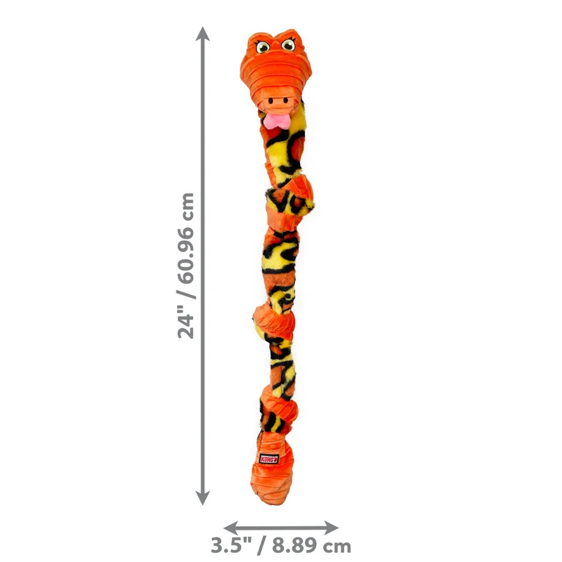 KONG Knots Snake – Plüsch-Schlange mit Knotenseil & Quietscher | 62 cm | Zerrspielzeug