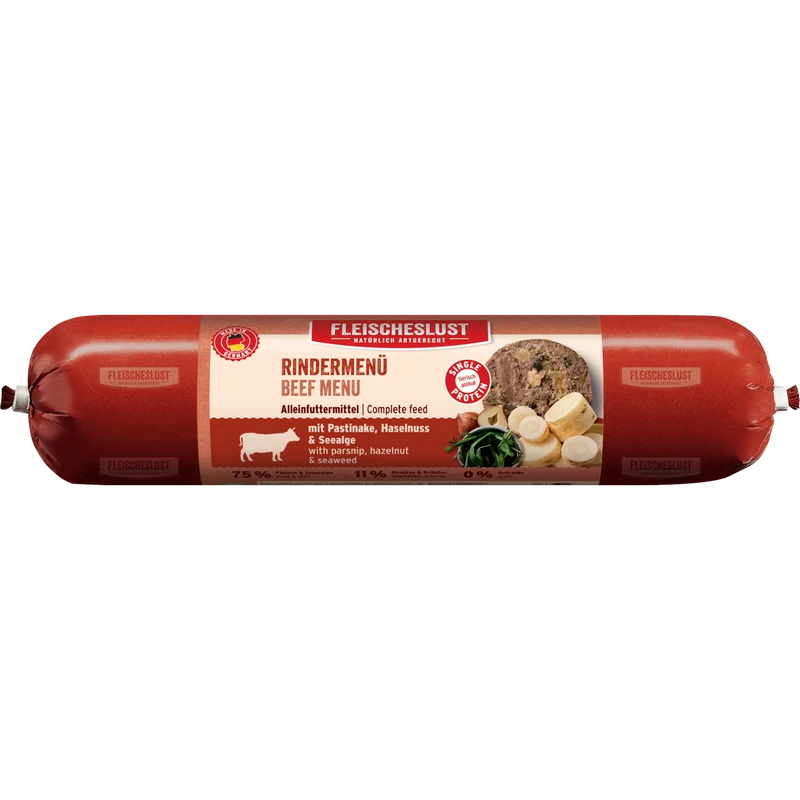 Fleischeslust Dog - Rindermenü mit Pastinake, Haselnuss & Seealge