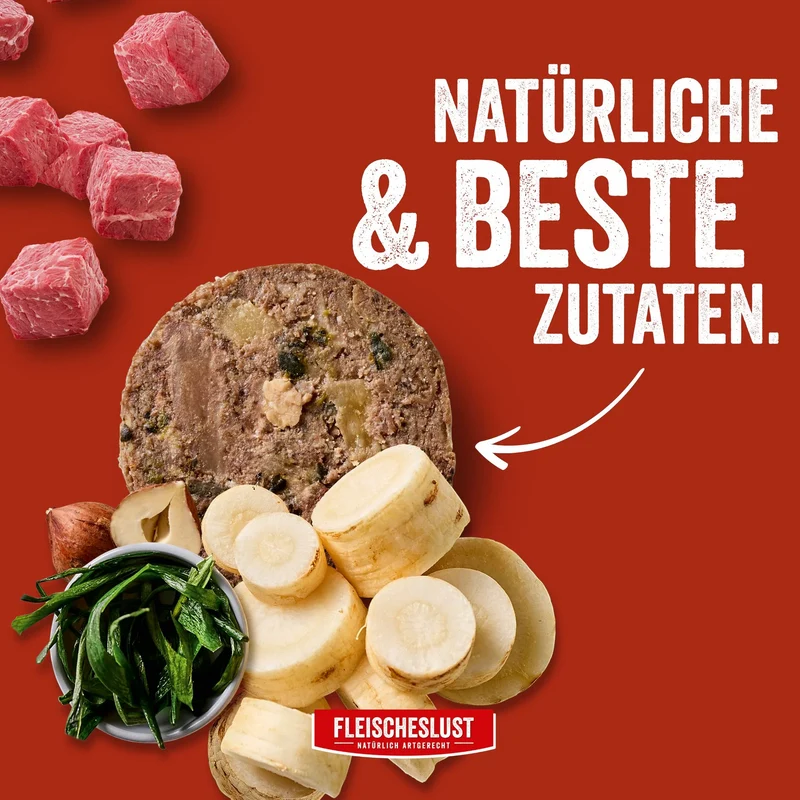 Fleischeslust Dog - Rindermenü mit Pastinake, Haselnuss & Seealge