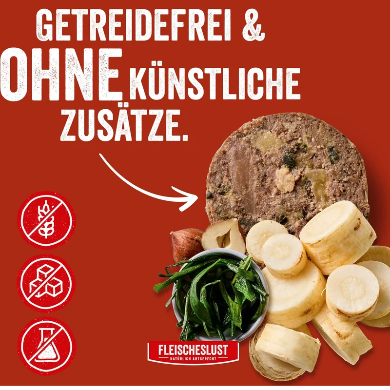 Fleischeslust Dog - Rindermenü mit Pastinake, Haselnuss & Seealge