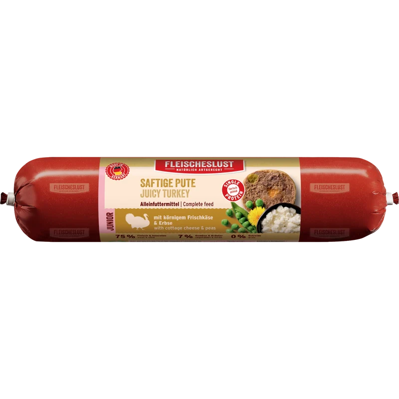Fleischeslust Dog - Saftiges Pute, körniger Frischkäse & Erbse für Junioren