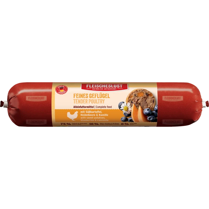 Fleischeslust Dog - Feines Geflügel mit Süßkartoffel, Heidelbeere & Kamille