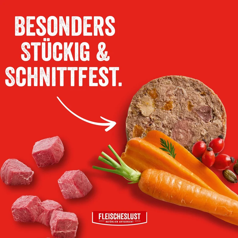 Fleischeslust Dog - Zartes Rind mit Karotte, Hagebutte & Kürbiskernen