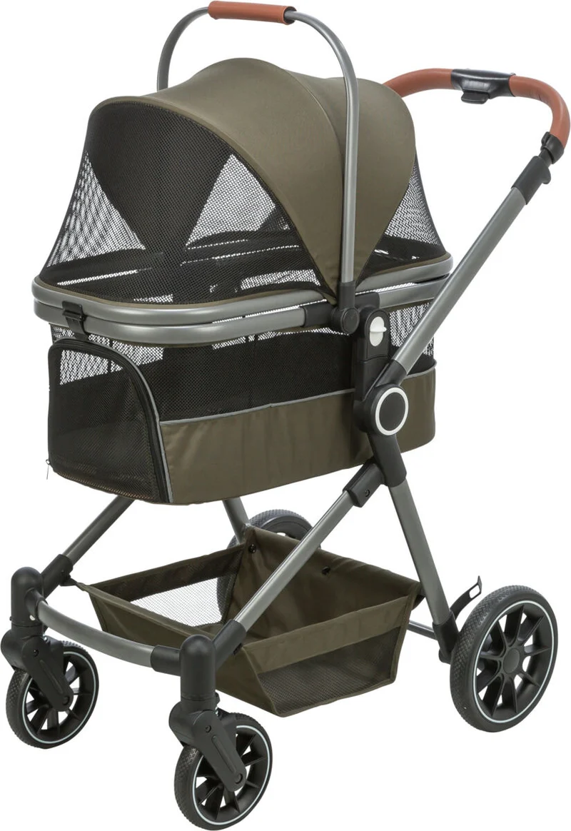 Hundebuggy bis 22 kg mit abnehmbarem Korb und Regenhaube