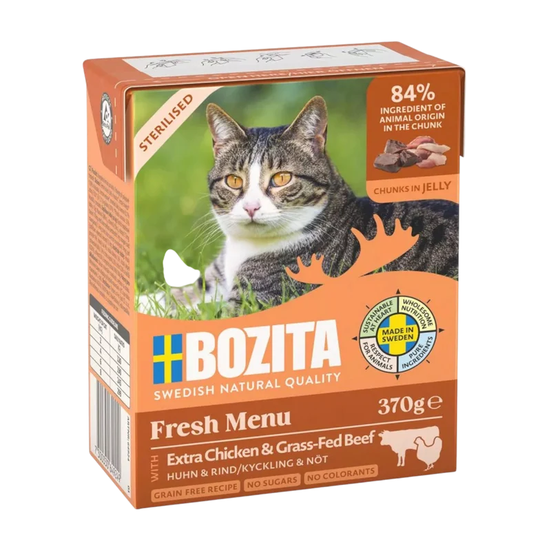Bozita Sterilised Fresh Menu Häppchen in Gelee mit Huhn & Rind