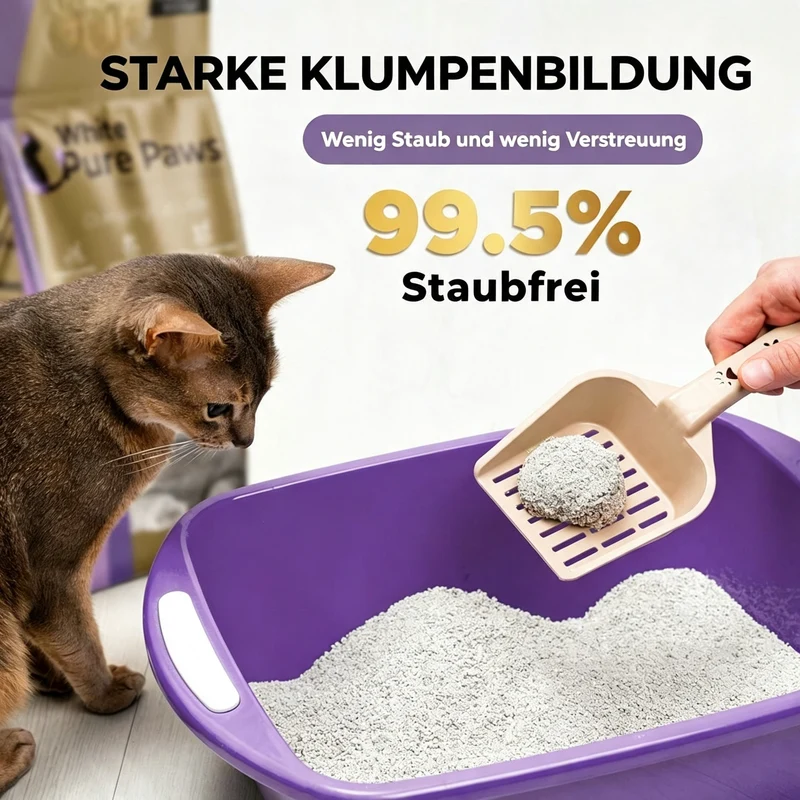 White Pure Paws Premium Bentonit Katzenstreu – 99,5 % staubfrei, stark klumpend & in verschiedenen Düften