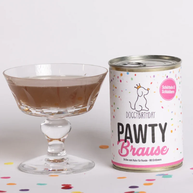 Doggybirthday - Pawty Brause mit Huhn & Erdbeere