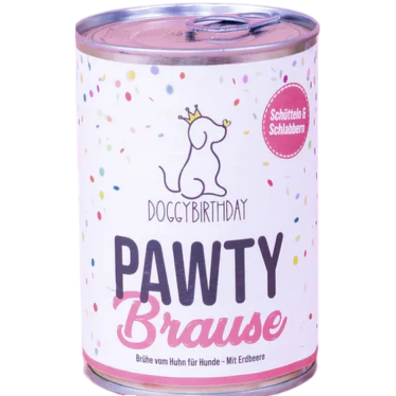 Doggybirthday - Pawty Brause mit Huhn & Erdbeere