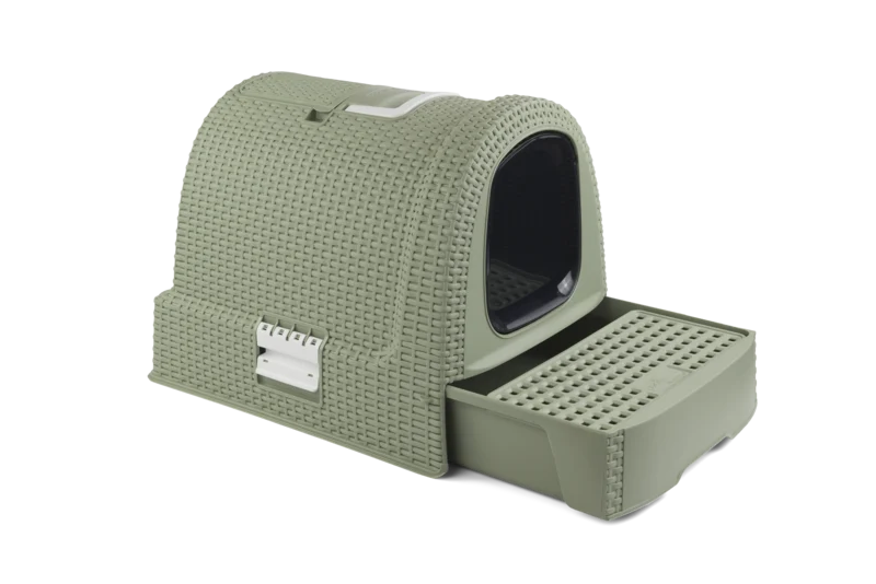Curver Katzentoilette Misty – Rattanoptik 51 × 38,5 × 39,5 cm