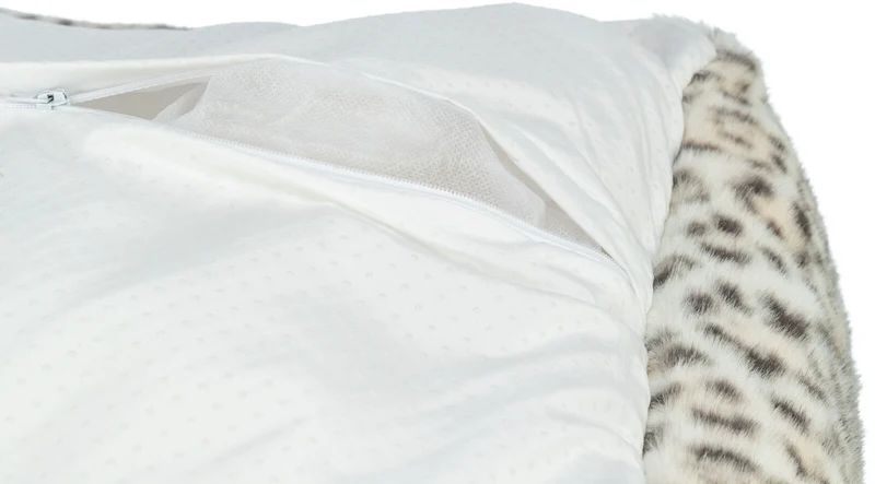 Eckiges Katzen- und Hundebett Leo mit Rand aus Plüsch im Leoparden-Look