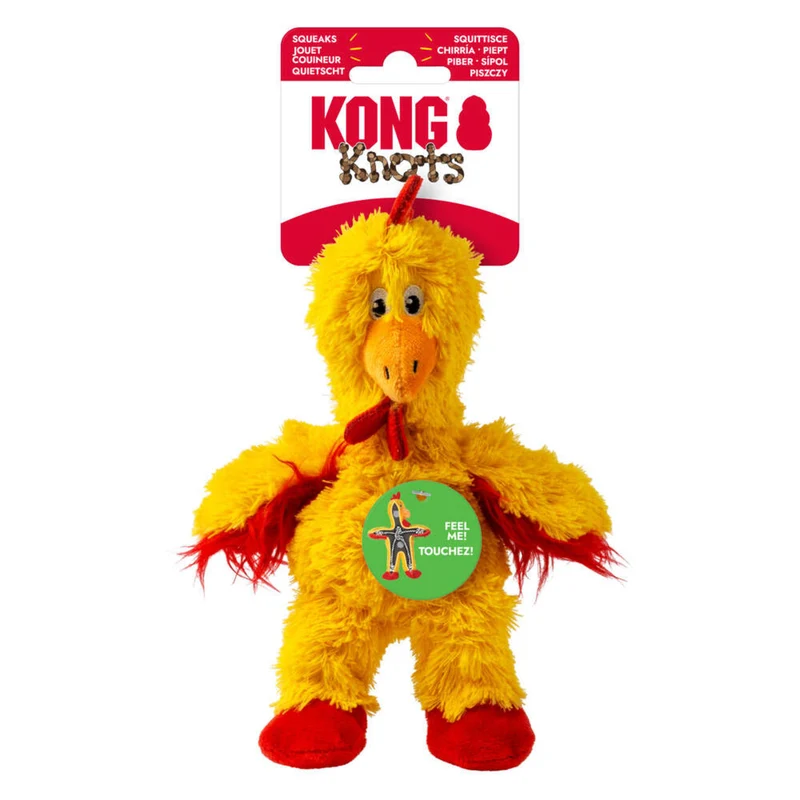 KONG Knots Chicken – Plüsch-Hundespielzeug mit Knotenseil & Quietscher