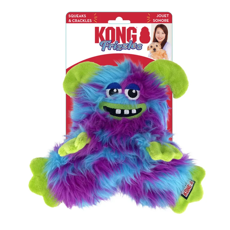 KONG Frizzles – Plüsch-Hundespielzeug mit Quietscher & Knistern | 3 Designs