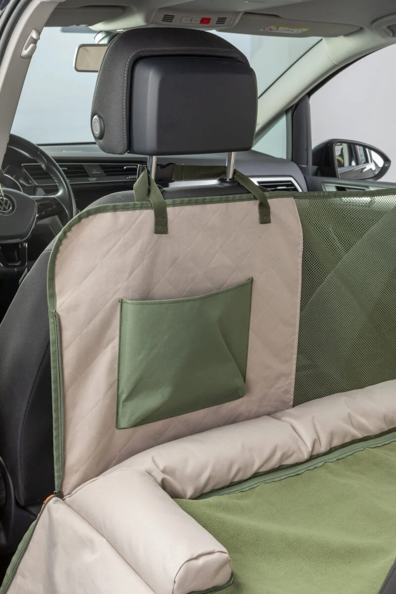 Wendbare Autoschondecke für Hunde mit Bodenplatte und Sichtfenster