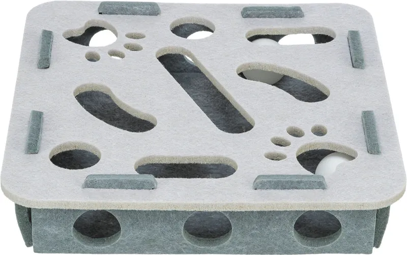 Katzenspielzeug Hole'n'Roll Box aus Filz mit Spielbällen
