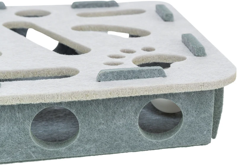 Katzenspielzeug Hole'n'Roll Box aus Filz mit Spielbällen