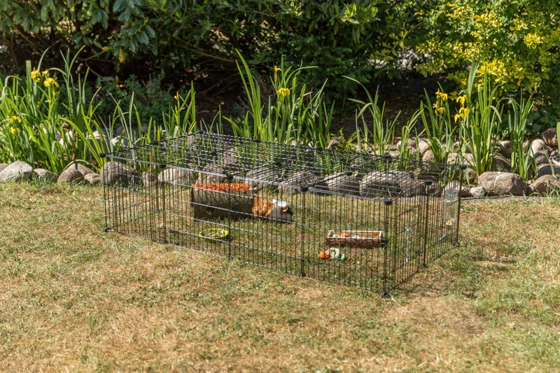 Geschlossenes Freilaufgehege aus Metall für Meerschweinchen und Kaninchen, erweiterbar