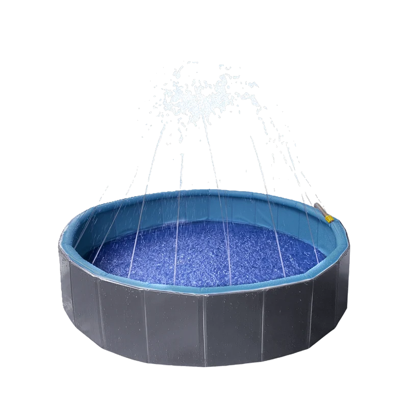 Spritziger Sommerspaß – Planschbecken mit Wassersprinkler für Hunde