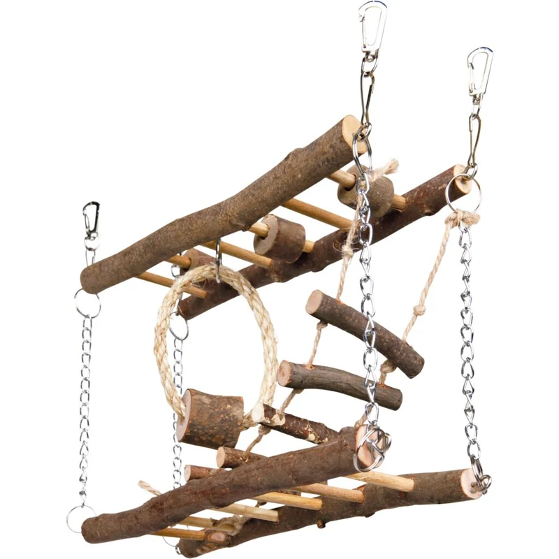 Hängebrücke mit Kette, Hamster, Rindenholz