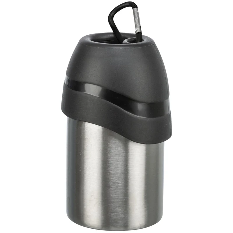 Flasche mit Trinknapf, Edelstahl/Kunststoff