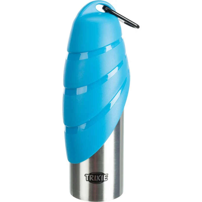 Flasche mit Trinknapf, Edelstahl/Kunststoff