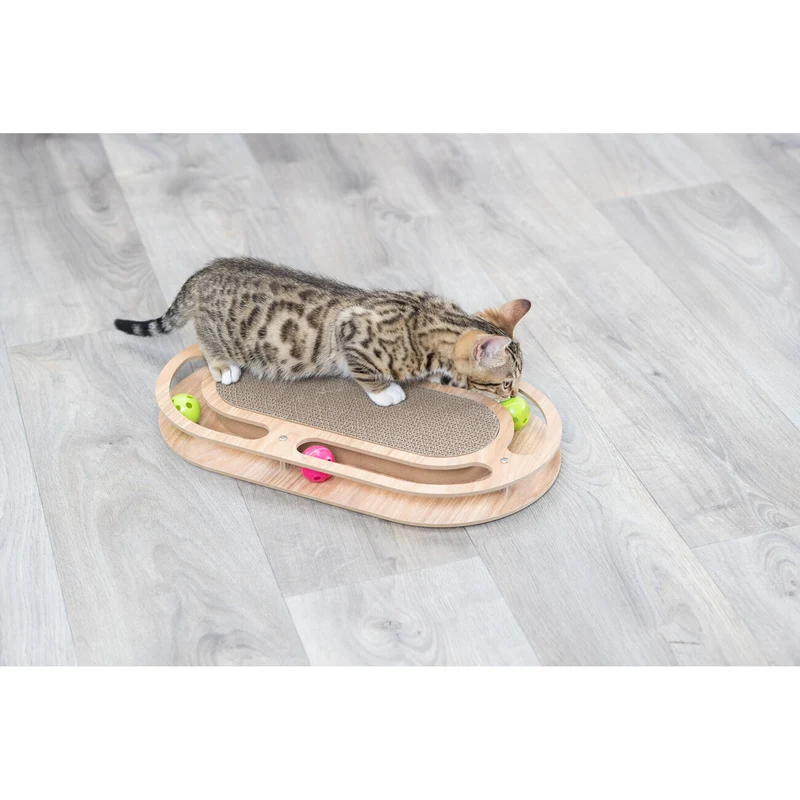 Katzen Rundlauf Kratzpappe mit Holzrahmen