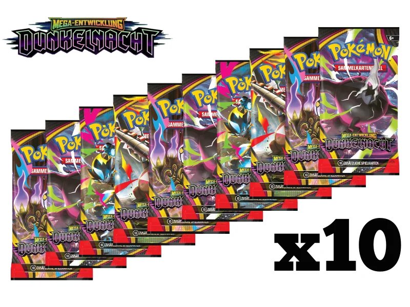 Pokémon 10x Boosterpack-Bundle Mega-Entwicklung - Dunkelnacht