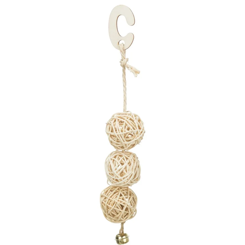 3er Rattanball mit Glocke
