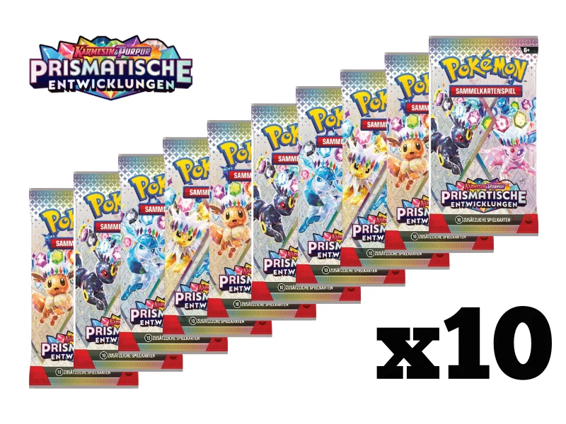 Pokémon 10x Boosterpack-Bundle - Karmesin & Purpur - Prismatische Entwicklungen