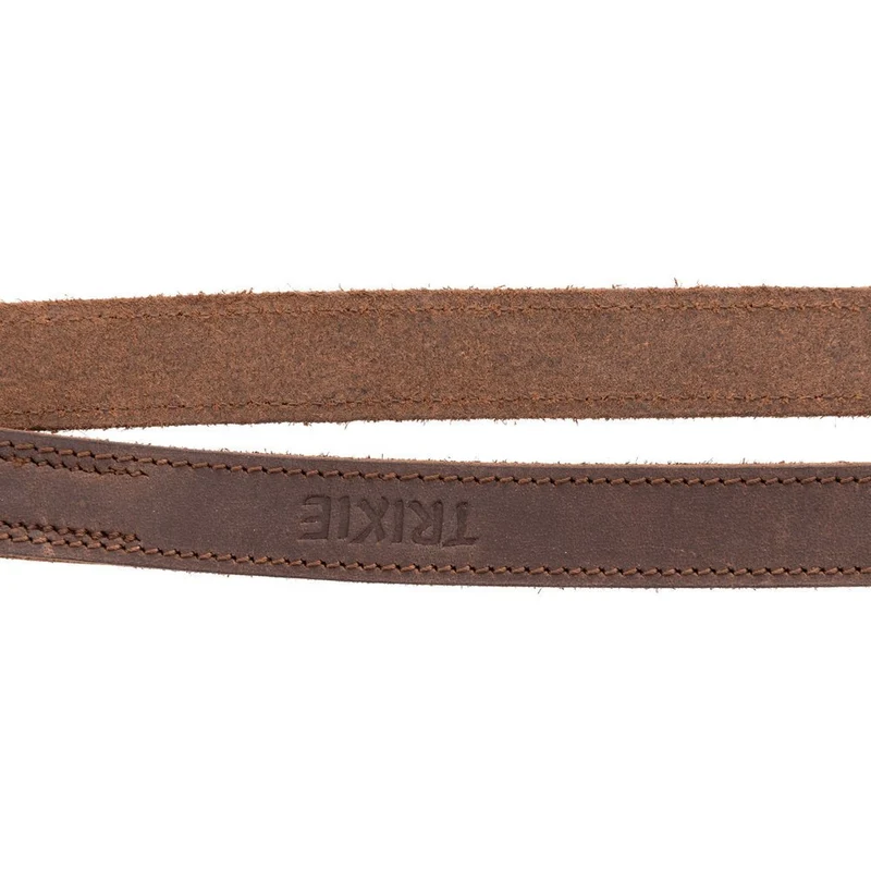 TRIXIE Rustic Fettleder-Verlängerungsleine Hund – 3-fach verstellbar, Trigger Snap Hook, 2 m