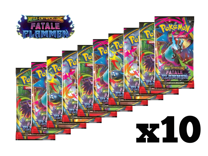 Pokémon 10x Boosterpack-Bundle Mega-Entwicklung - Fatale Flammen