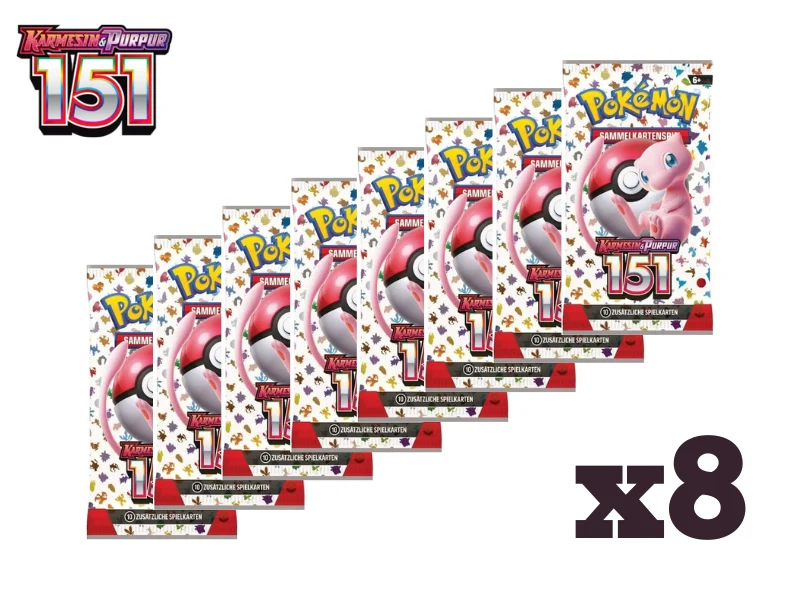Pokémon 8x Boosterpack-Bundle Karmesin & Purpur - 151