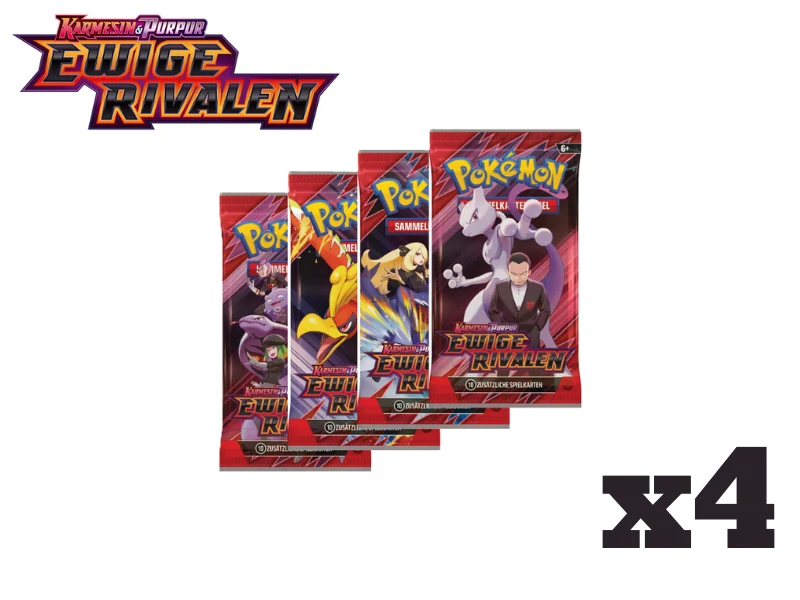 Pokémon 4x Boosterpack-Bundle Karmesin & Purpur - Ewige Rivalen